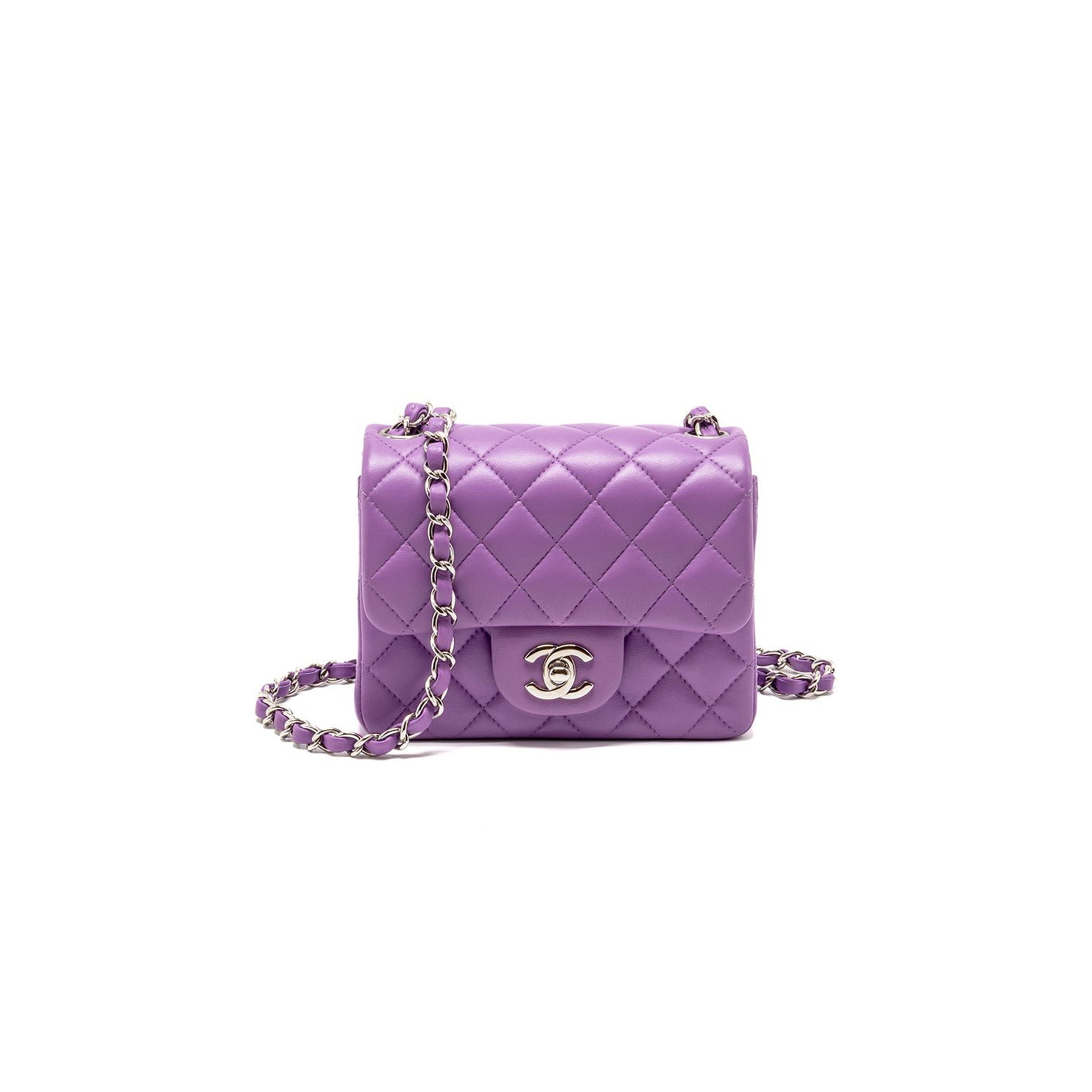 CHANEL MINI SQUARE FLAP BAG LAMBSKIN PURPLE AS1115 (17*13.5*8cm)
